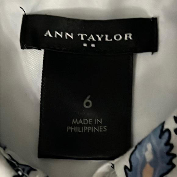 Ann Taylor Sleeveless Floral Cotton Blend Lined Dress Size 6 Blue Peach White - Picture 9 of 12